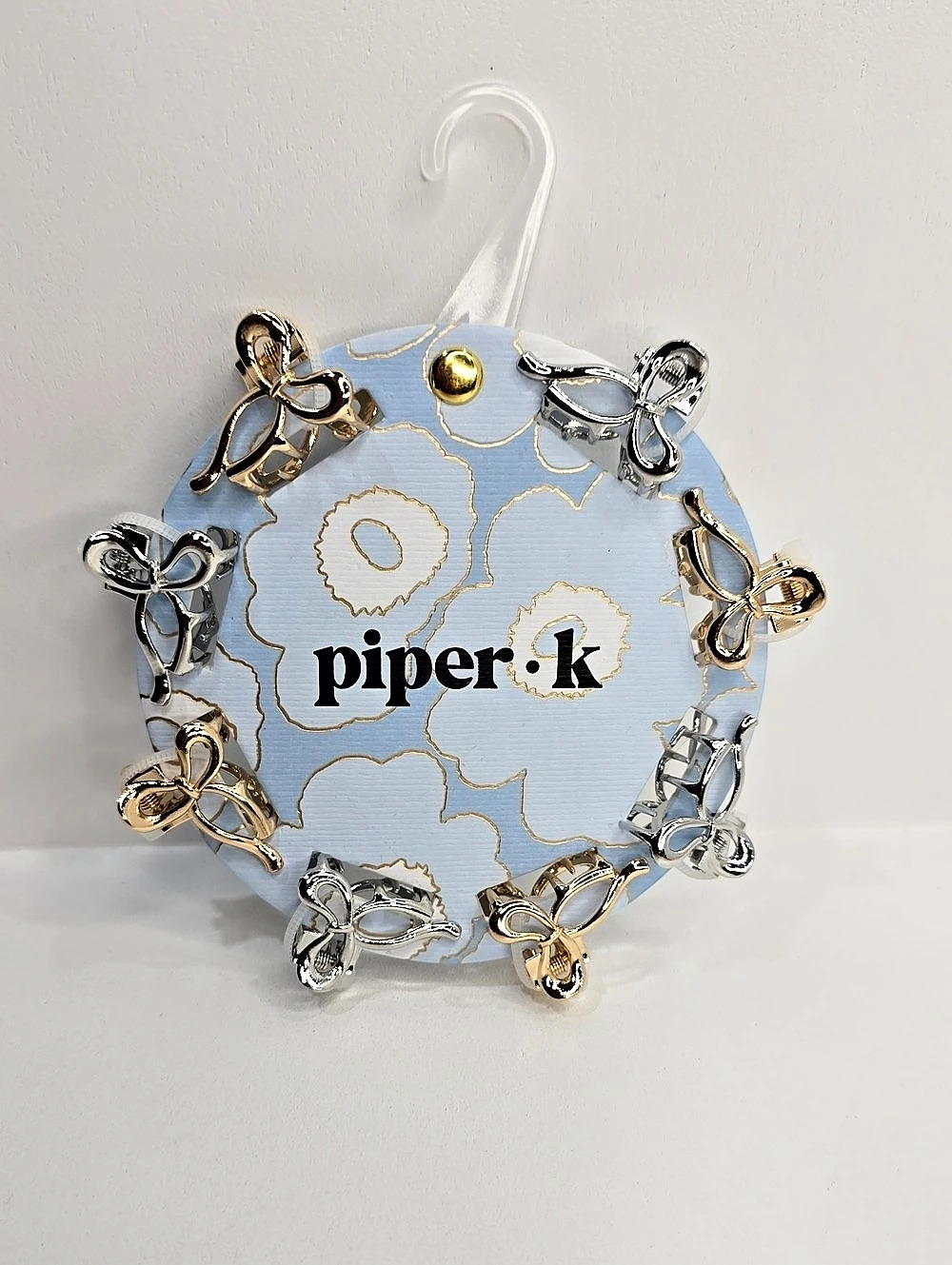 piper k Bow Silver Gold Set Of 8 Mini Hair Metal Claw Clips